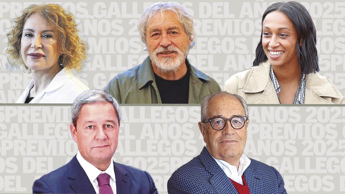 De izquierda a derecha, de arriba abajo: Mabel Loza, Manuel Rivas, Ana Peleteiro, Constantino Fernández y Emilio Pérez Nieto