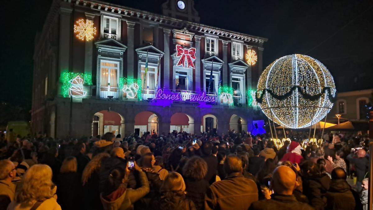 El encendido de las luces de Navidad en Mieres, el año pasado.