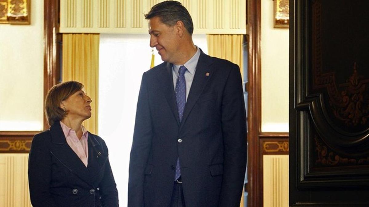 Forcadell y Albiol, en el Parlament.