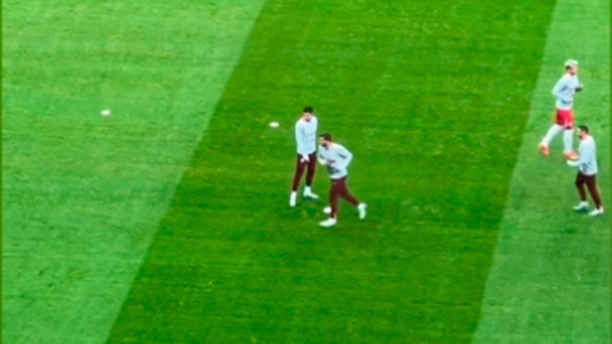 Así calentó Lewandowski antes del partido frente a Croacia