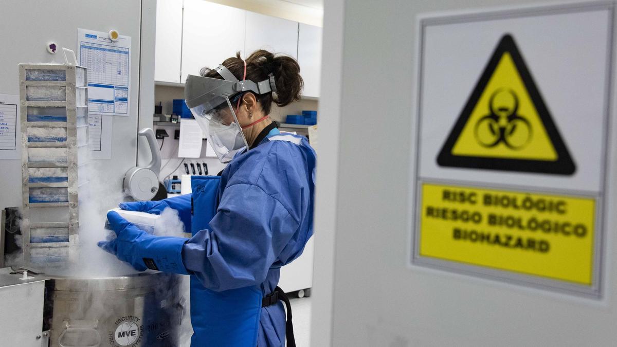 Una técnica de laboratorio trabaja durante la pandemia por la covid-19.