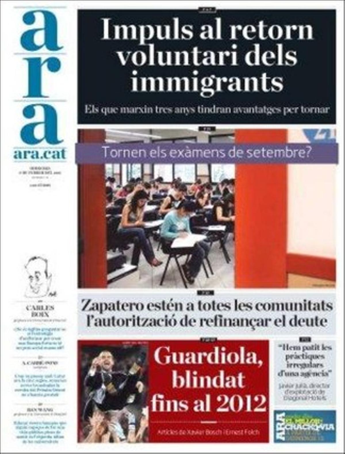 ’Ara’ destaca a més que l’Estat es reserva l’última paraula sobre els immigrants i que cap municipi veí vol acollir els alumnes de Salt. I també que aquests dies es poden trobar a Barcelona habitacions d’hotel a 3.000 euros aprofitant la celebració del Mobile World Congress.