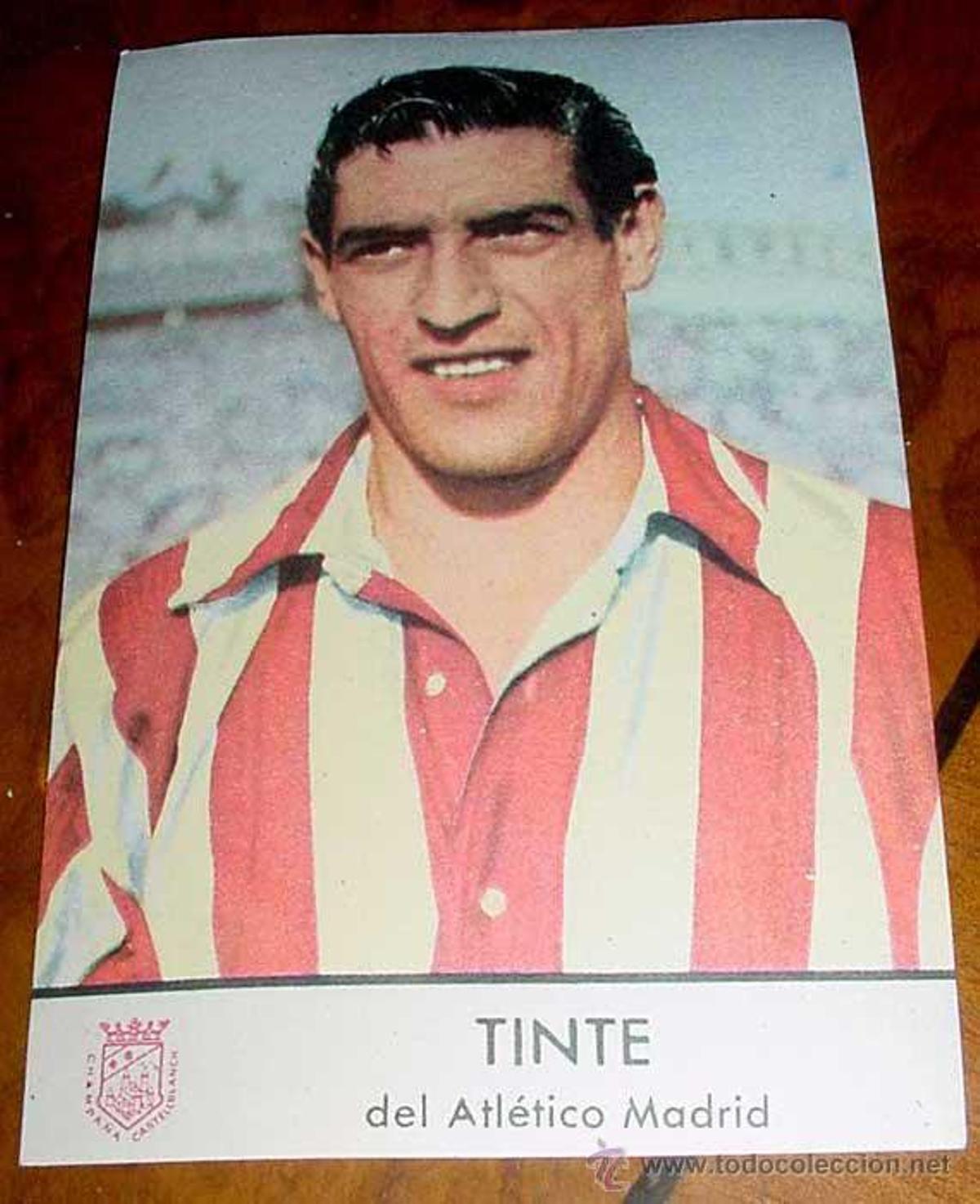 Tinte, en un cromo de la época, con el Atlético.