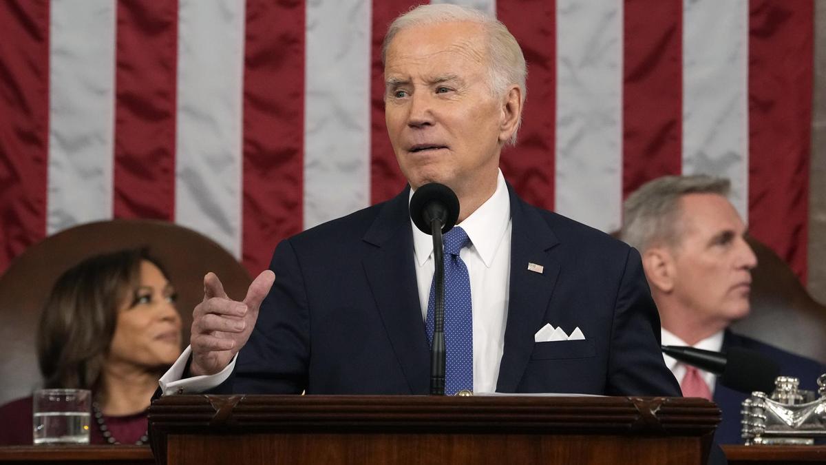 El presidente estadounidense Joe Biden, durante su discurso sobre el Estado de la Unión en el Capitolio, en Washington.