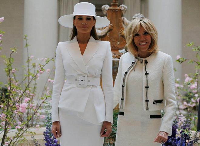 Melania Trump y Brigitte Macron en la National Gallery de Washington