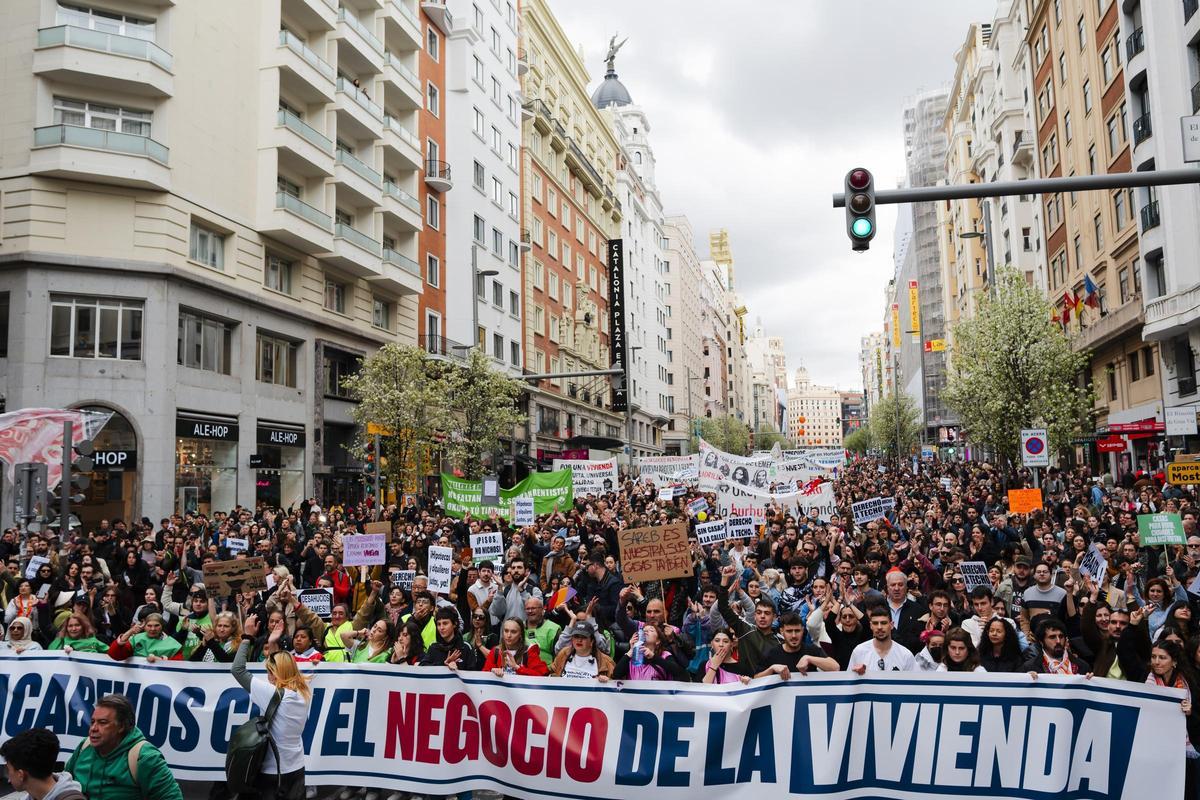Imagen de archivo de la manifestación por la vivienda del pasado 5 de abril en Madrid