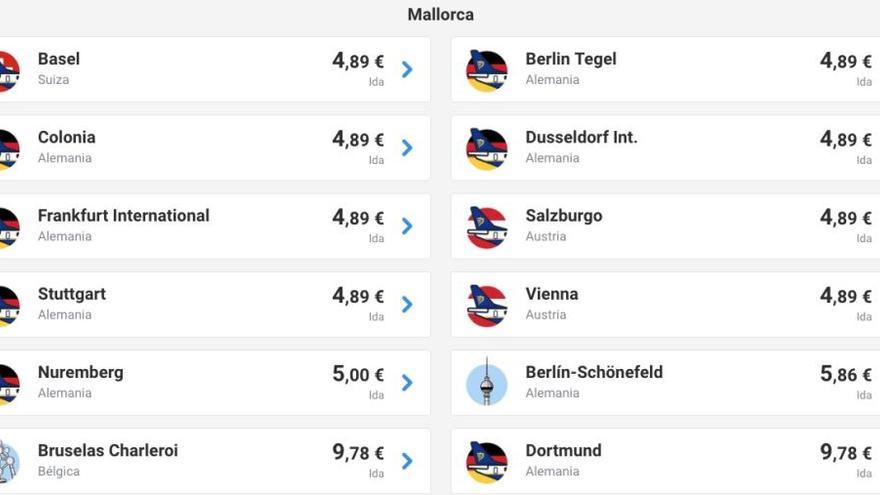 Ryanair rebaja un 25% sus vuelos con ofertas entre Mallorca-Alemania a 4,89€