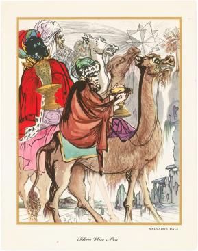 Els tres Reis en una postal que Dalí va dissenyar per a Hallmark.