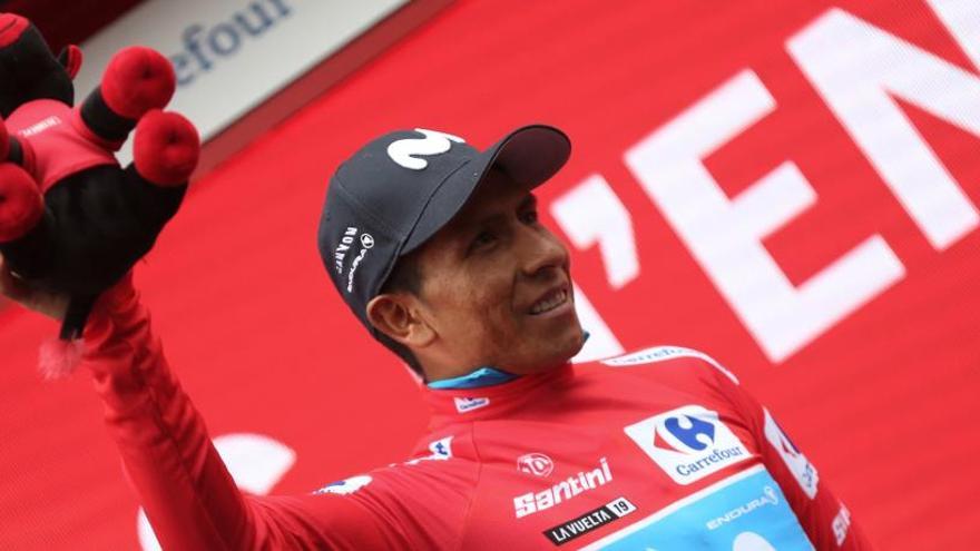 Nairo Quintana, con el maillot de líder.