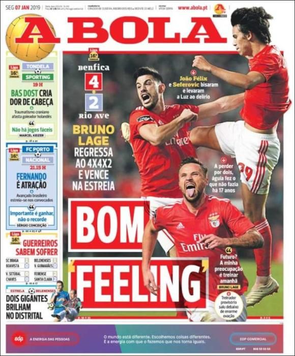 Portada A BOLA lunes 7 de enero 2018