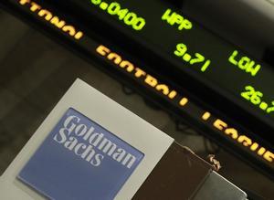 Una etiqueta de Goldman Sachs, a la Borsa de Nova York.