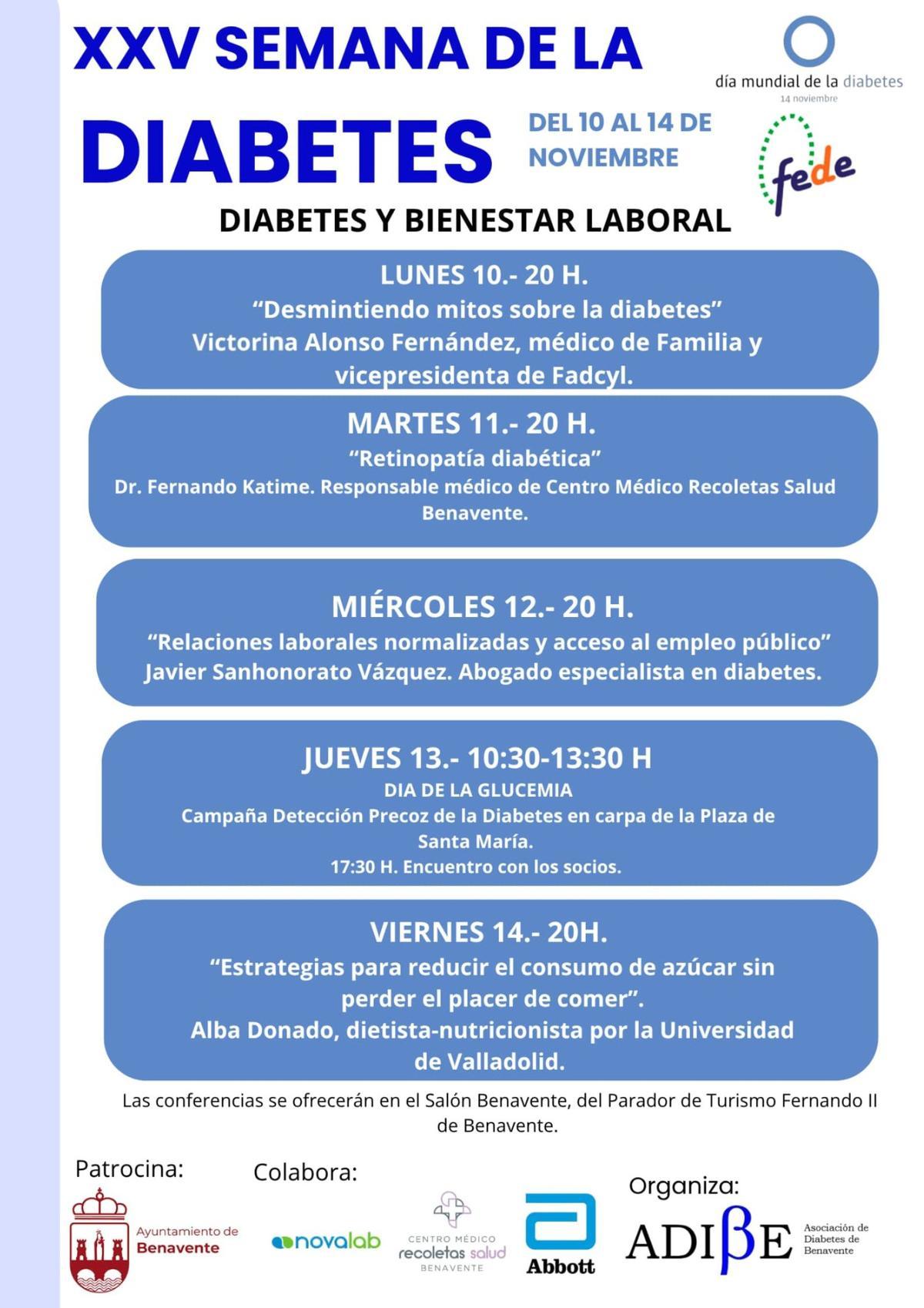 Cartel de la XXV Semana de la Diabetes en Benavente.