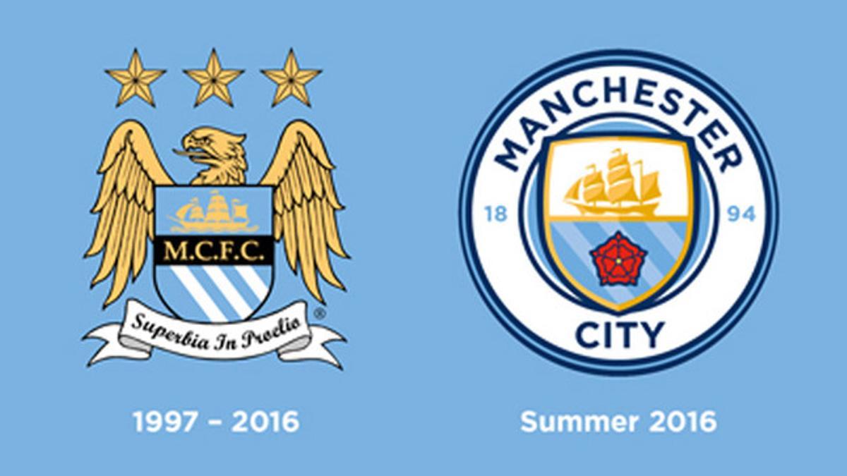 El actual y el nuevo escudo del Manchester Ciry