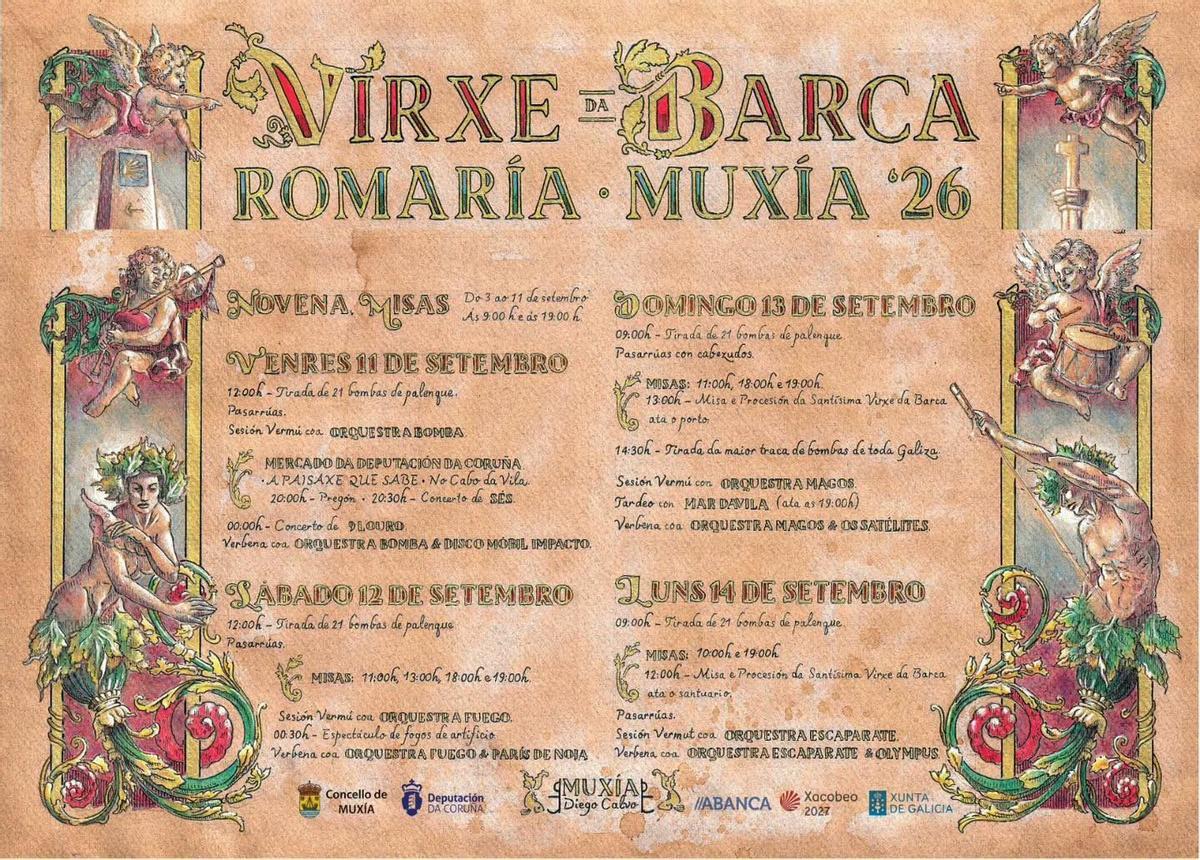 Cartel promocional da Romaría da Barca de Muxía 2026.