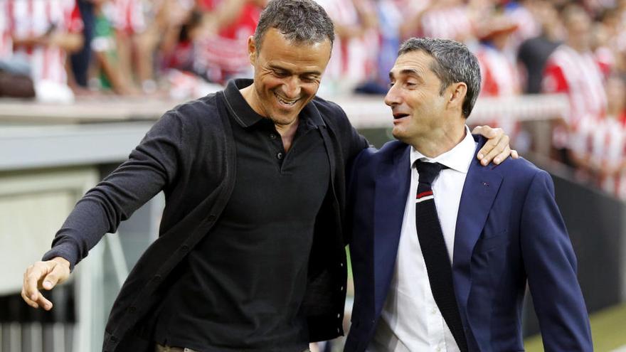 Valverde, con su predecesor, Luis Enrique.