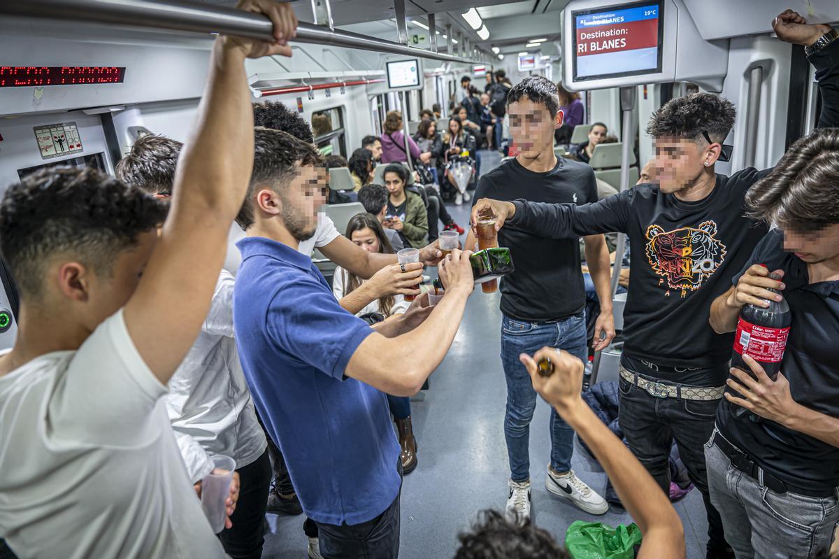 En el tren del botellón a Mataró