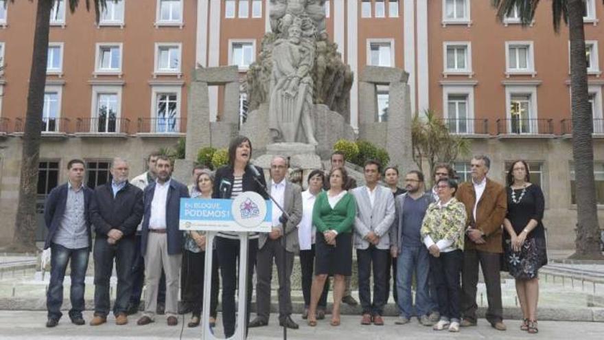 Ana Pontón, ayer, durante su discurso en la presentación de la candidatura coruñesa del BNG. / víctor echave