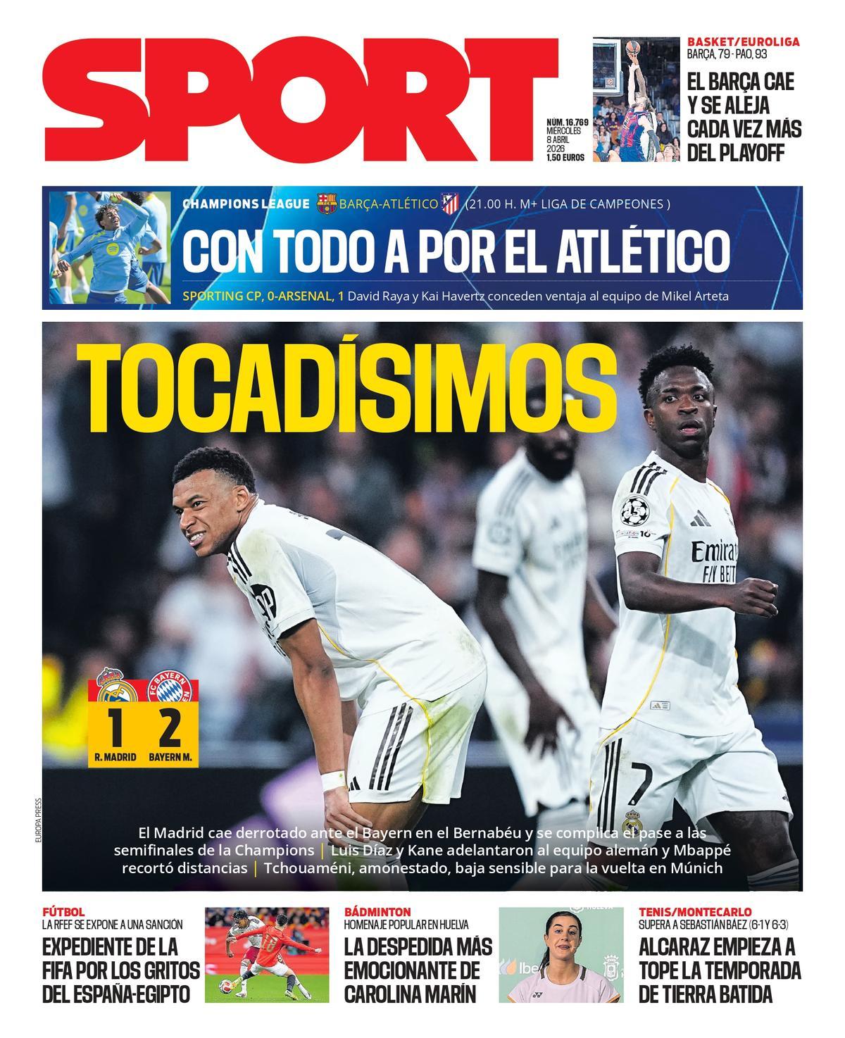 Esta es la portada de SPORT de hoy miércoles, 8 de abril de 2026