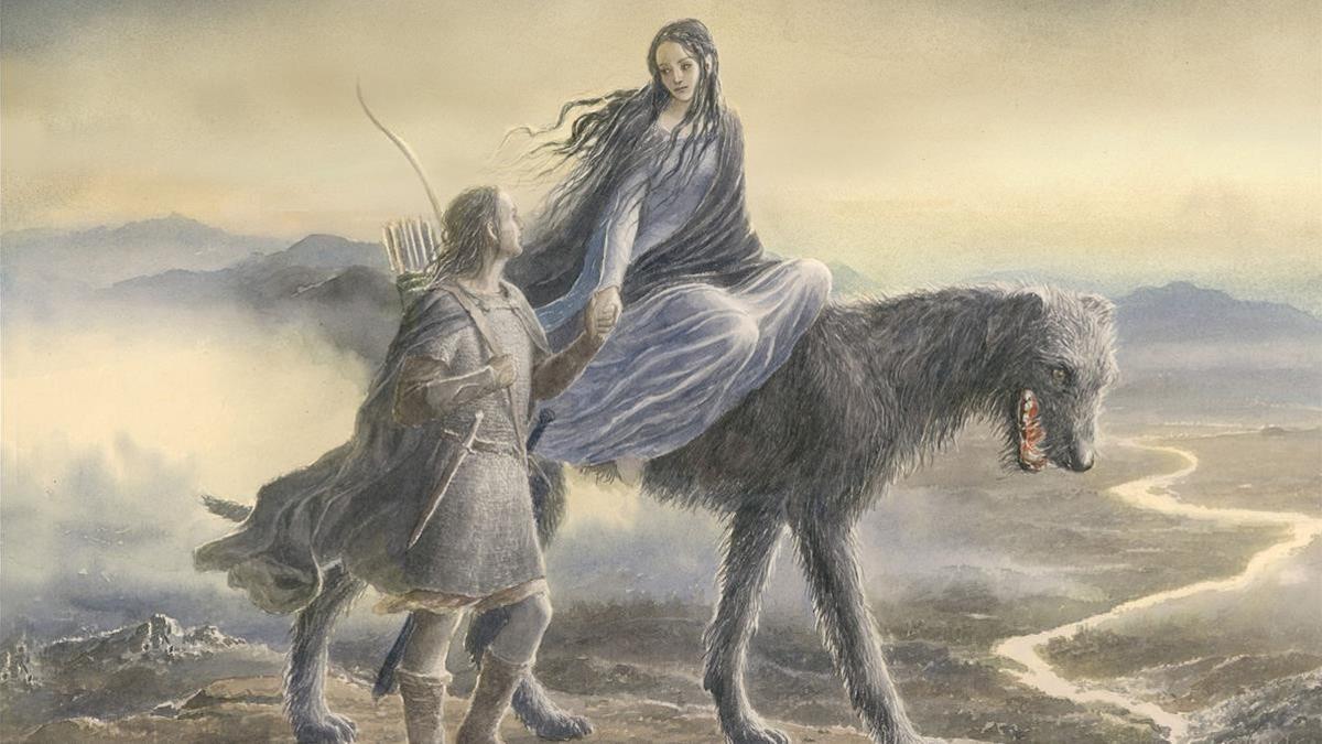 Fragmento de la ilustración de Alan Lee para la portada de 'Beren y Lúthien', de Tolkien.