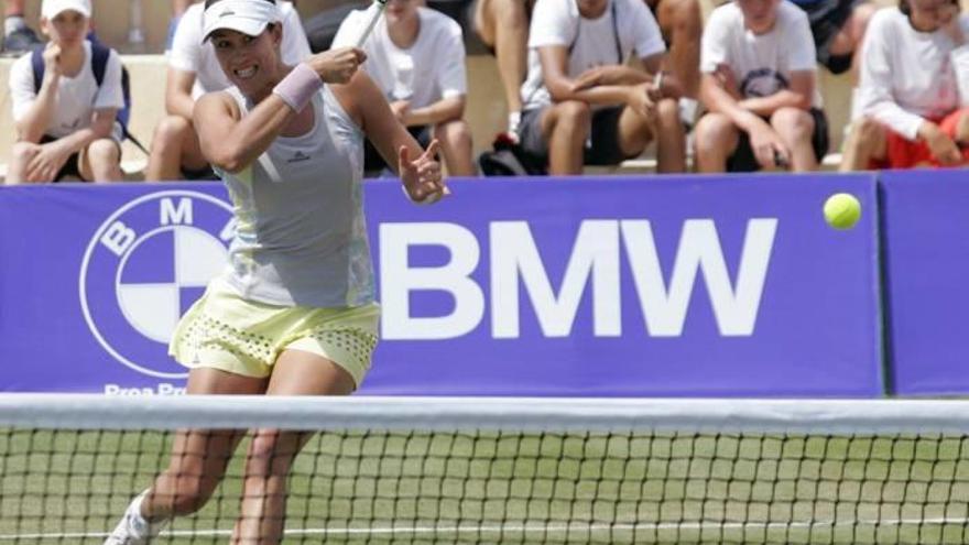 Garbiñe Muguruza, ayer durante su duelo ante Flipkens.