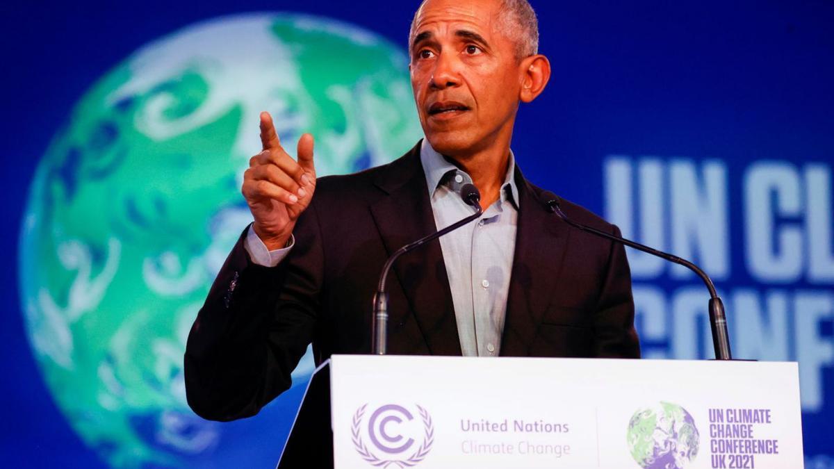 Barak Obama, durante su intervención en la Cumbre del Clima de Glasgow |   // PHIL NOBLE / REUTERS
