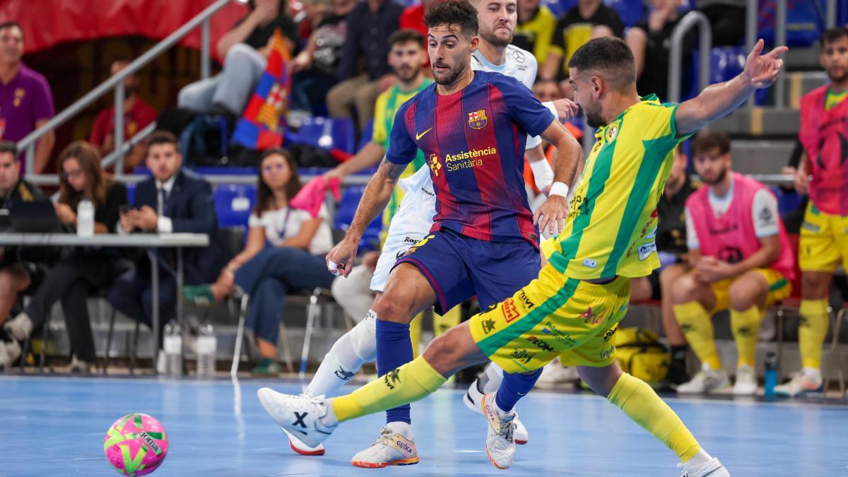 Adolfo, en la victoria azulgrana ante el Jaén en la primera vuelta