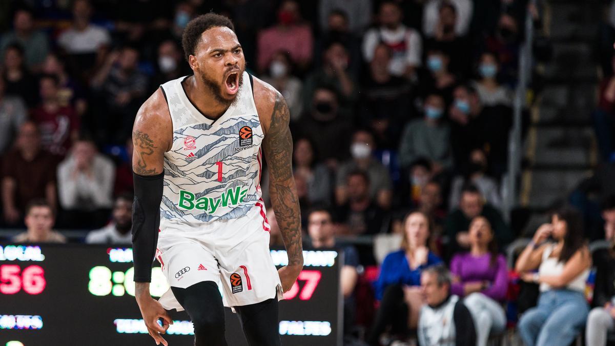 Archivo - Deshaun Thomas of FC Bayern Munich  celebrating a basket during the Turkish Airlines EuroLeague Play Off Game 2 match between FC Barcelona and FC Bayern Munich  at Palau Blaugrana on April 21, 2022 in Barcelona, Spain.