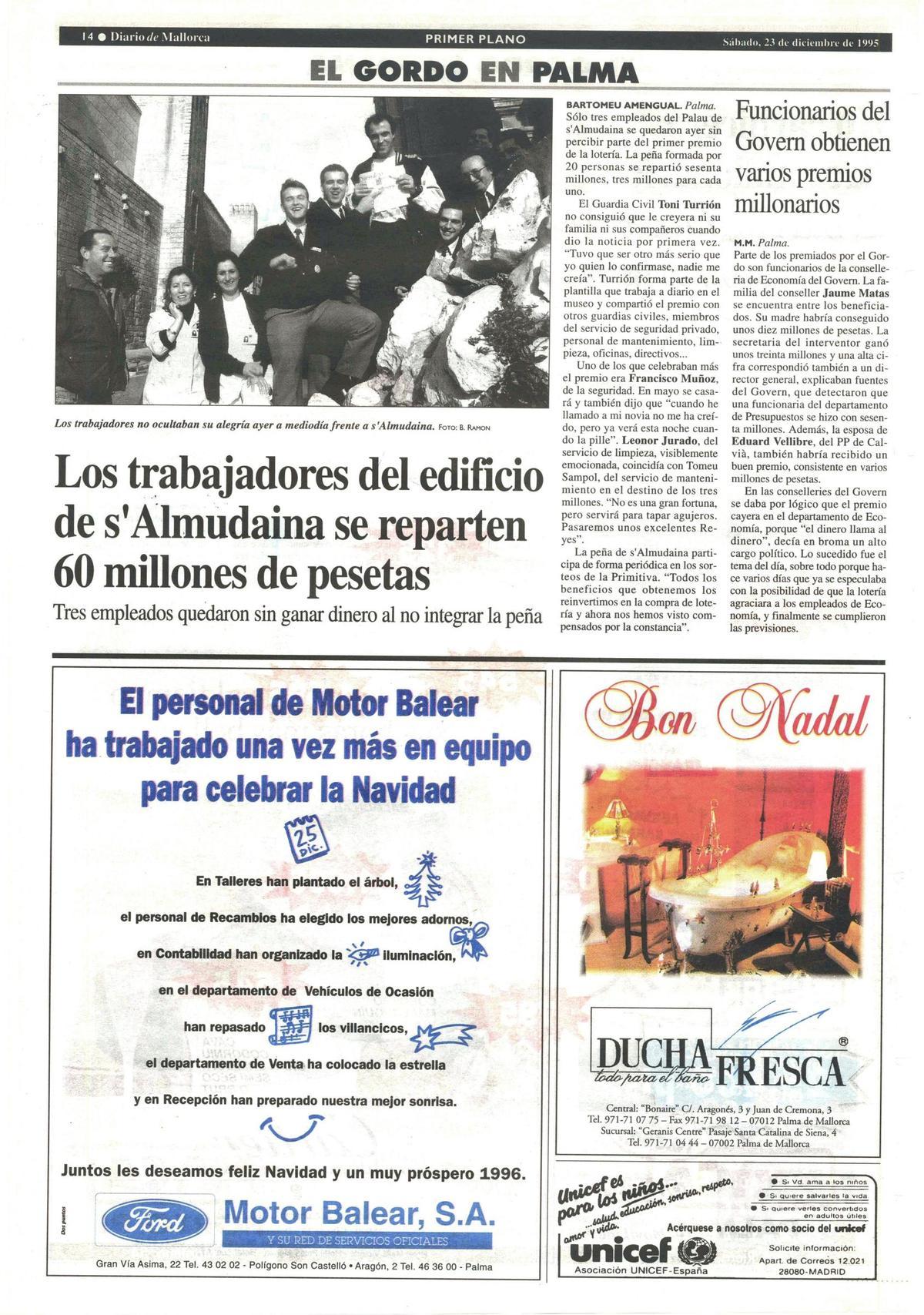 Así siguió Diario de Mallorca la fiesta por el Gordo en Palma