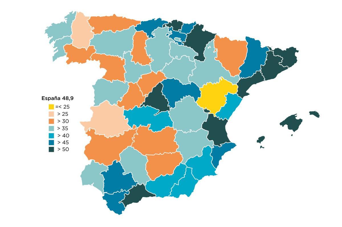 Tasa de criminalidad: Caceres, de 25 a 30 casos por mil habitantes.