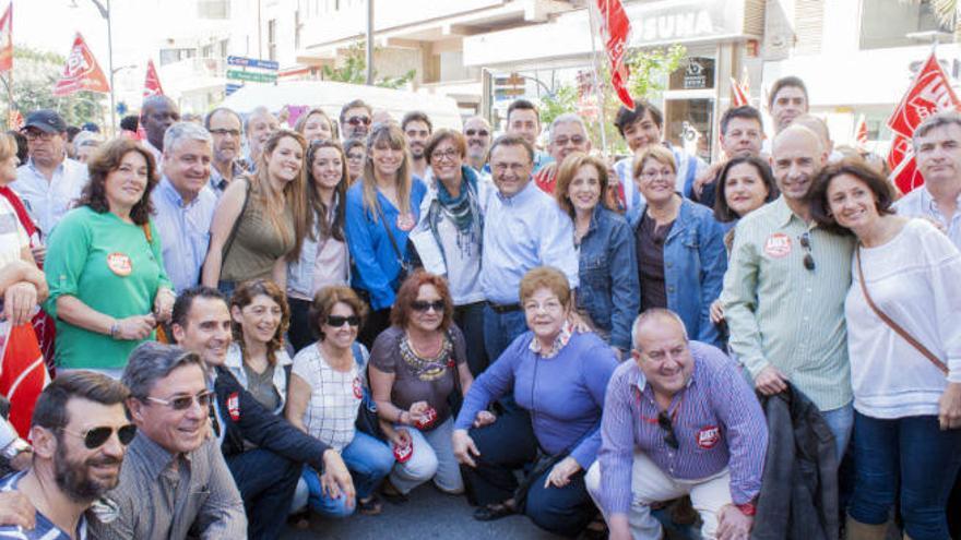 Gámez, Heredia y Martín Palop, en la manifestación del Primero de Mayo.