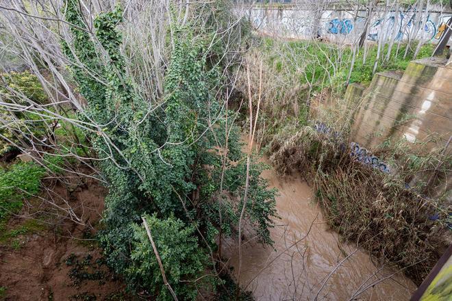 En imágenes I El río Huerva, a su paso por Zaragoza tras las últimas lluvias