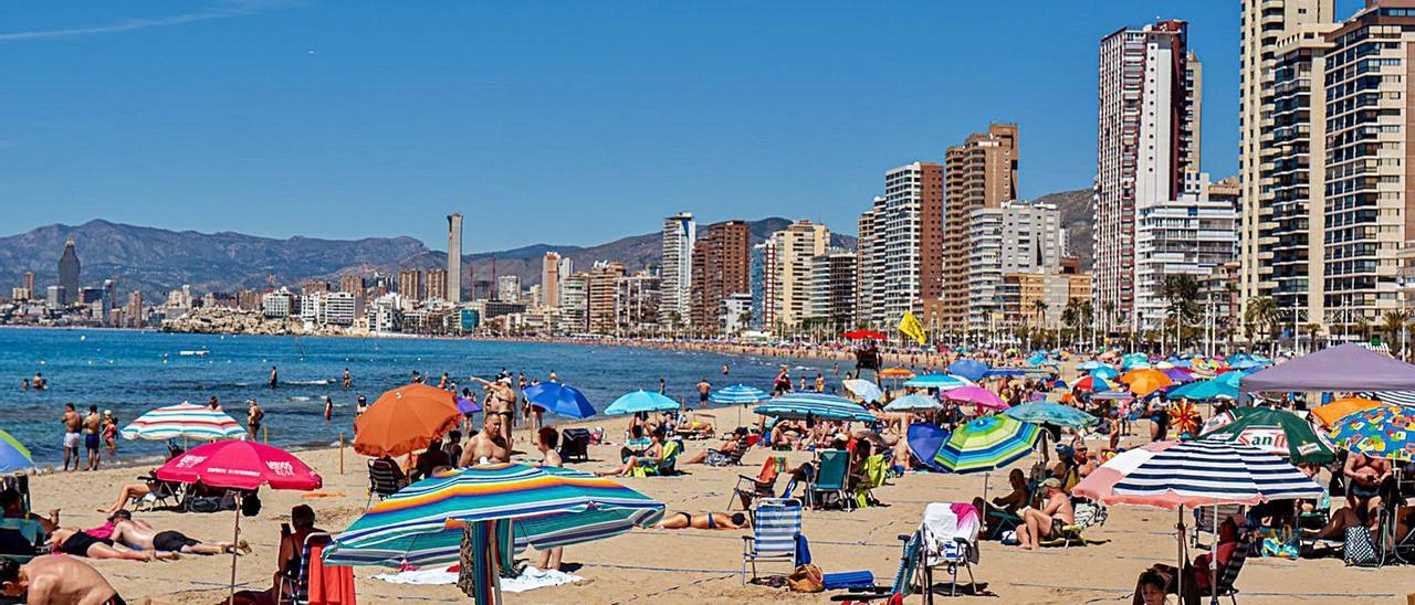 Las playas de Benidorm se llenaron ayer de bañistas.