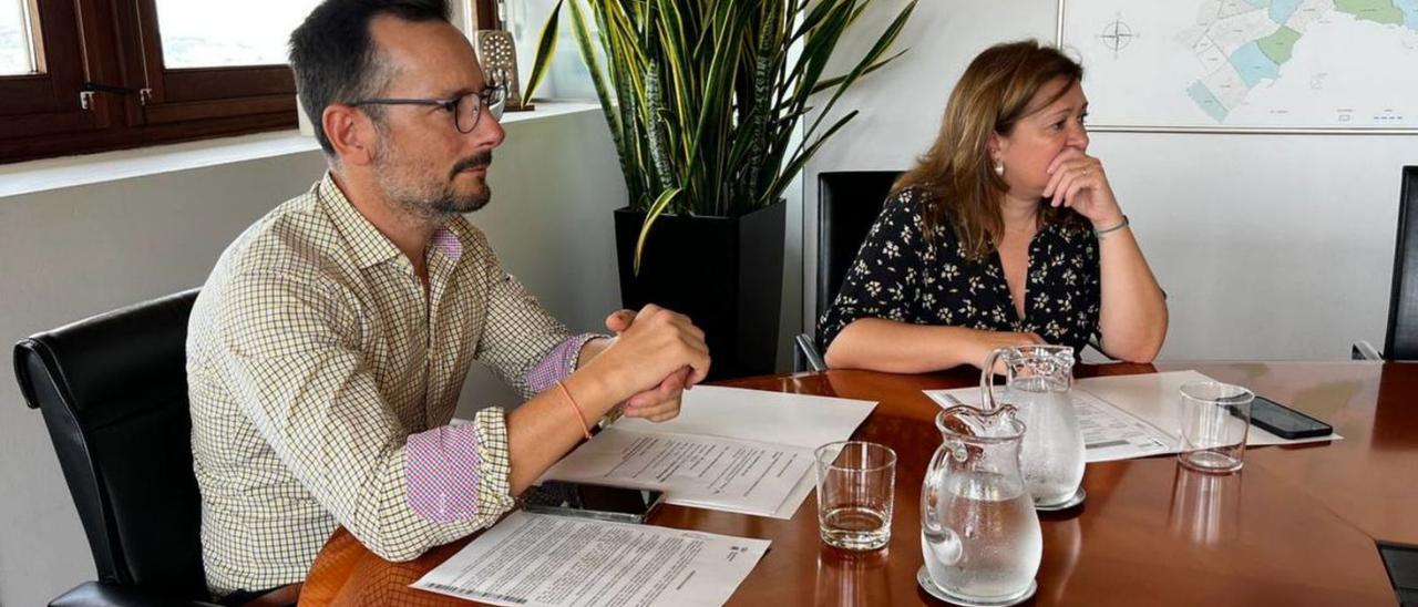 Ruiz y Garrido, en la reunión en la que Juan y Fajarnés participaron por videoconferencia. | D. I.