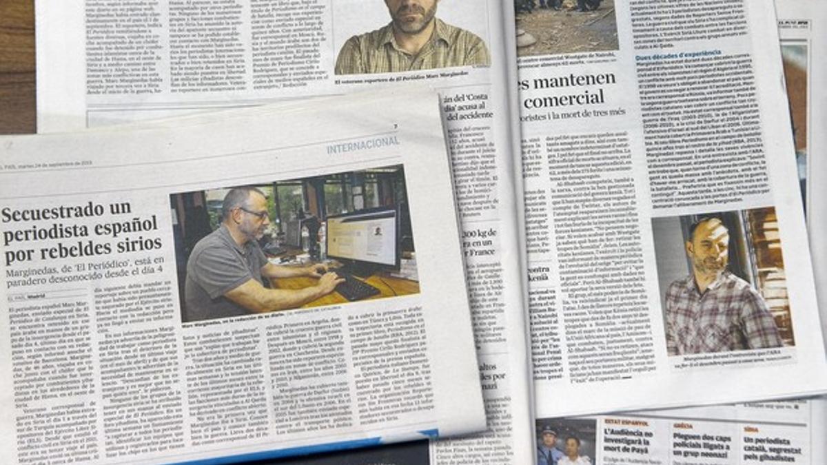 Algunas de las informaciones sobre el secuestro de Marginedas publicadas en diarios de este martes.