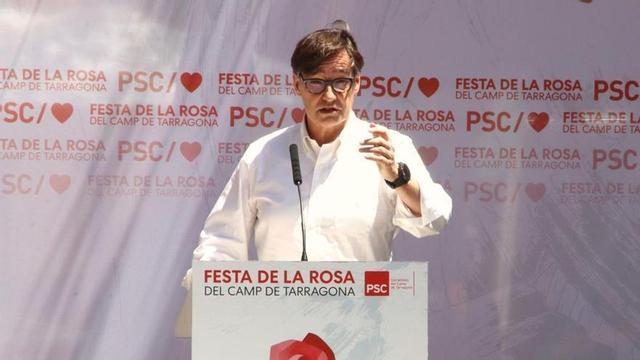 El president de la Generalitat, Salvador Illa, durant el seu discurs en la Festa de la Rosa de Tarragona