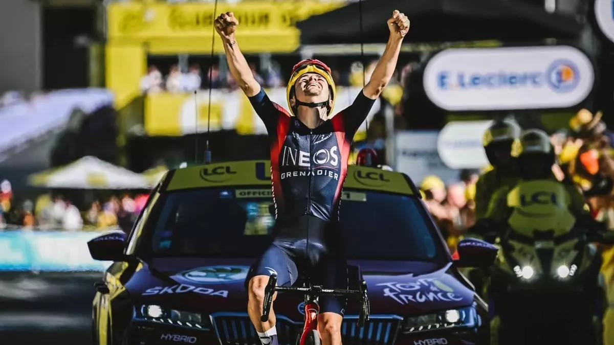 Tom Pidcock, vencedor en Alpe d'Huez 2022, la última vez que el Tour subió a la cumbre.