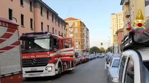 Aftermath of fire at a retirement home, in Milan