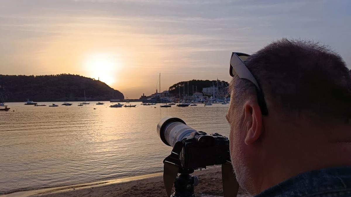 Vista del sol desde el Port de Sóller el día de la prueba para ver el eclipse.