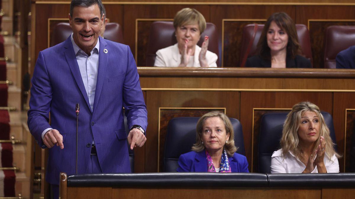 Pedro Sánchez, esta mañana en el Congreso. EDUARDO PARRA