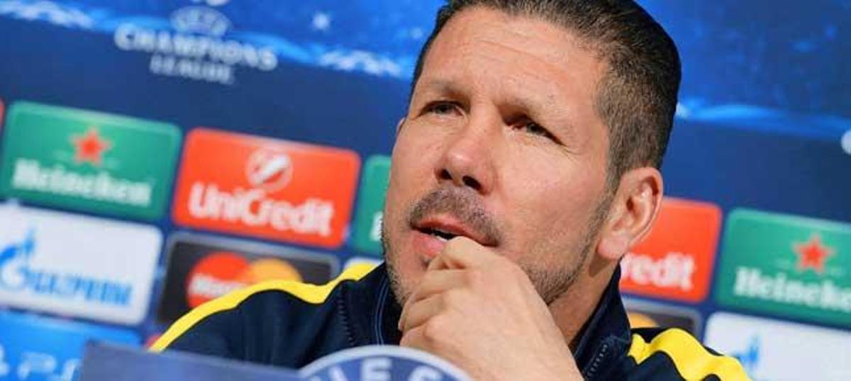 Simeone, en su rueda de prensa en Turín.