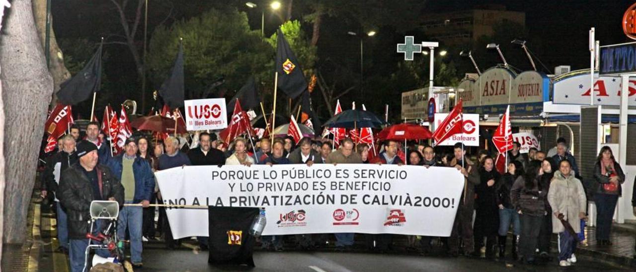 Manifestación que se convocó en Palmanova en 2009 contra la privatización del servicio de agua de Calvià 2000.