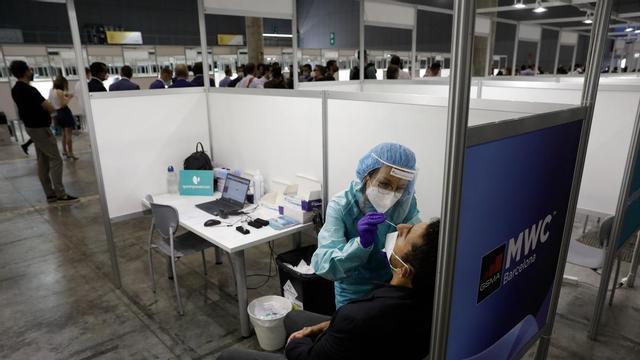 Test de coronavirus en el Mobile World Congress, el pasado día 29.