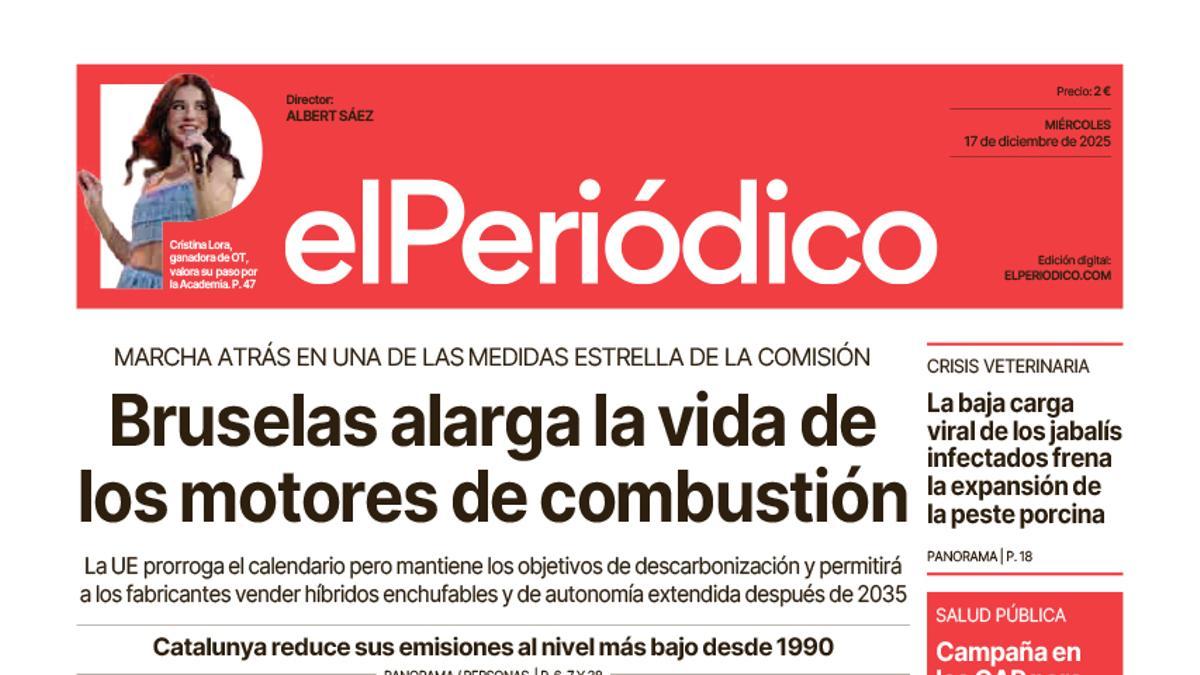 La portada de EL PERIÓDICO del 17 de diciembre de 2025