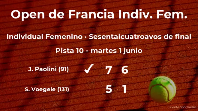 La tenista Jasmine Paolini pasa a los treintaidosavos de final de Roland-Garros