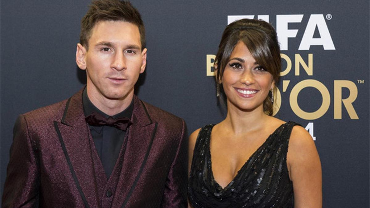 Leo Messi y Antonella Rocuzzo durante la gala del Balón de Oro
