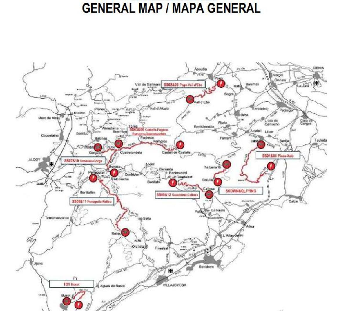 Recorrido del 31 Rallye La Nucía Mediterráneo Trofeo Costa Blanca.