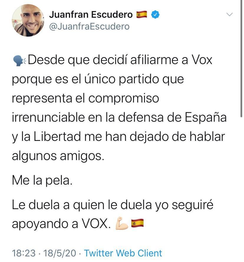 El exconcejal de Cs Juan Francisco Escudero se autodeclara fascista