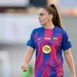 Ainoa Gómez con el primer equipo del Barça