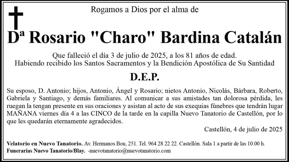 Dª RosarioBardina Catalán