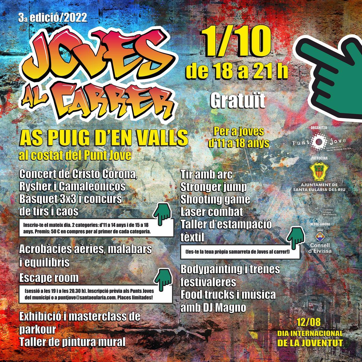 El sábado 1 de octubre, última sesión de 'Joves al Carrer' en Puig d'en Valls.